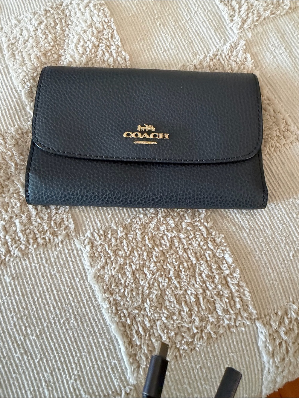 Coach Black Crossgrain Leather Medium Envelope Wallet